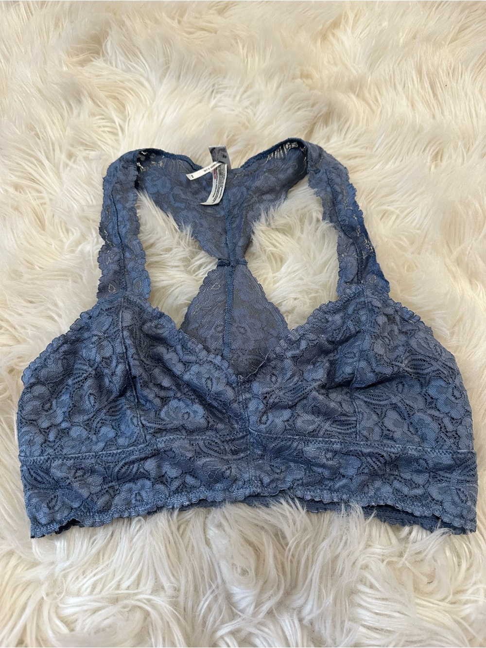 Free People Lace Racerback Bralette - Steel Blue